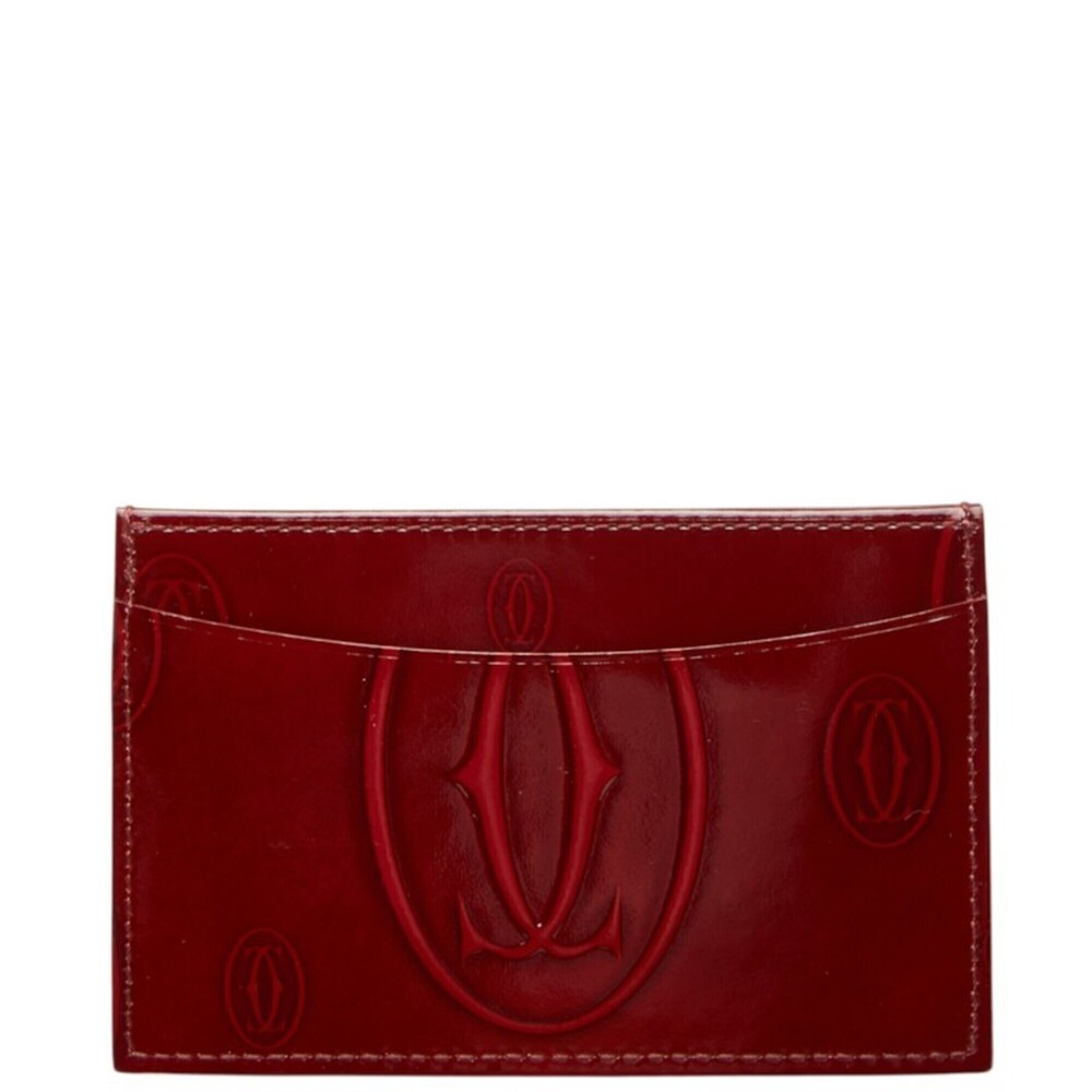 Cartier Happy Birthday Business Card Holder/Card Case, Wine Red Enamel, Women's.